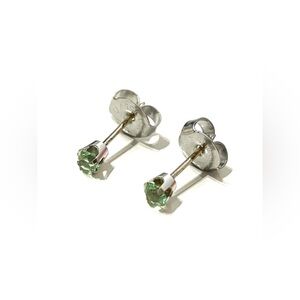 14K White Gold Light Green CZ Stud Earrings